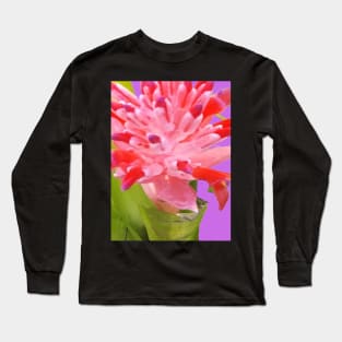 Colorful Tropical Bromeliad Flower in Pink, Purple, Lavender and Green Long Sleeve T-Shirt